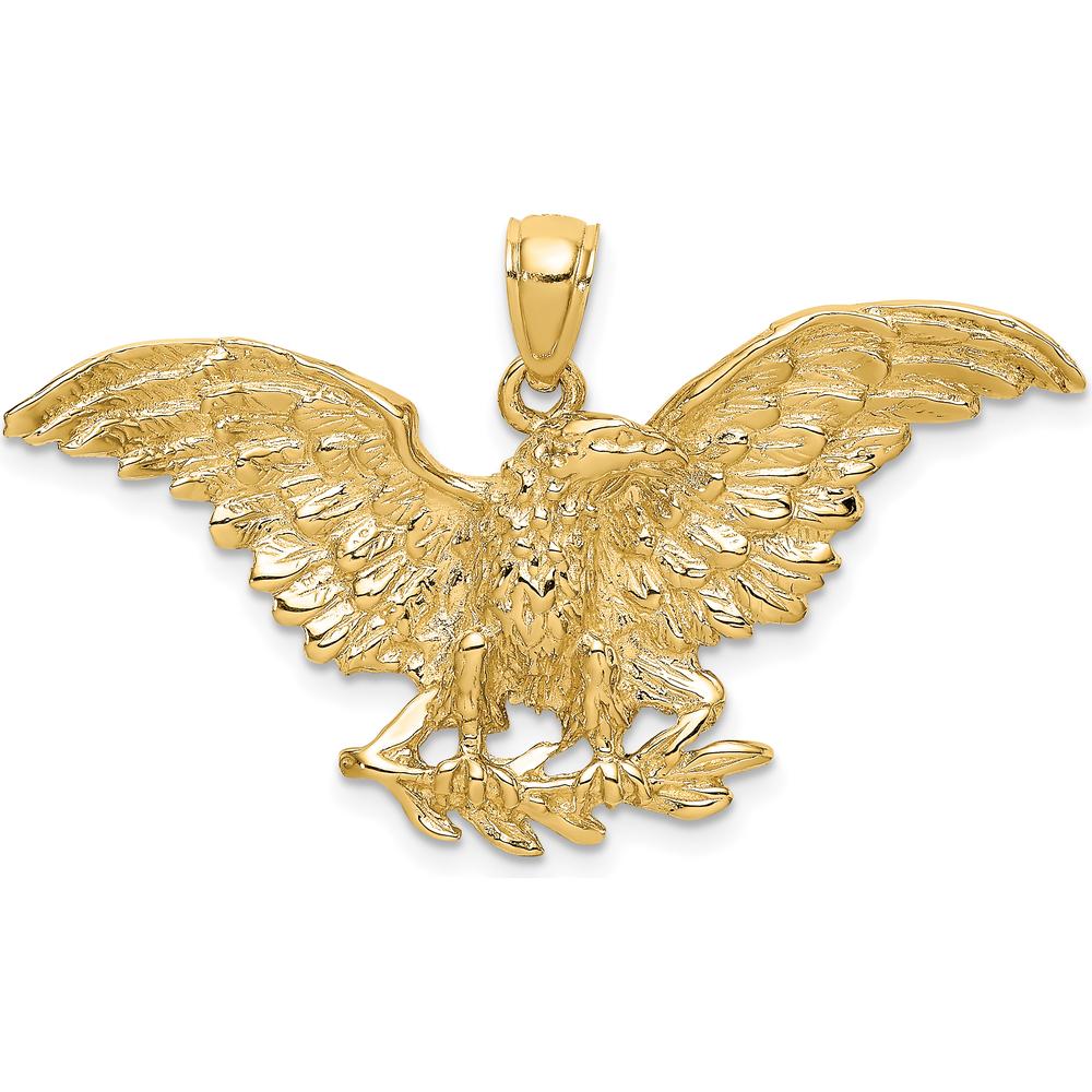 10K Yellow Gold Eagle with Wings Spread Charm - Solid Polished Design
