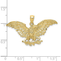 10K Yellow Gold Eagle with Wings Spread Charm - Solid Polished Design