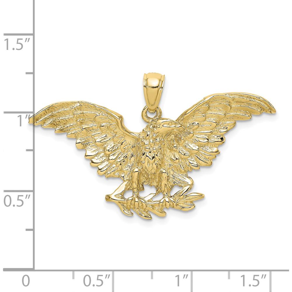 10K Yellow Gold Eagle with Wings Spread Charm - Solid Polished Design