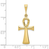10K Yellow Gold Egyptian Ankh Cross Pendant - Symbol of Rebirth and Eternal Life