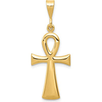 10K Yellow Gold Egyptian Ankh Cross Pendant - Symbol of Rebirth and Eternal Life
