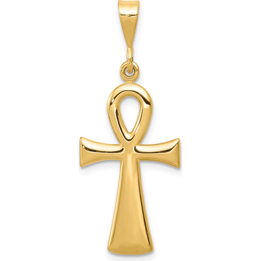 10K Yellow Gold Egyptian Ankh Cross Pendant - Symbol of Rebirth and Eternal Life