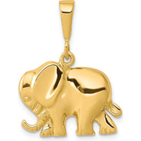 10K Yellow Gold Elephant Charm Pendant with Polished Finish - 25mm Length