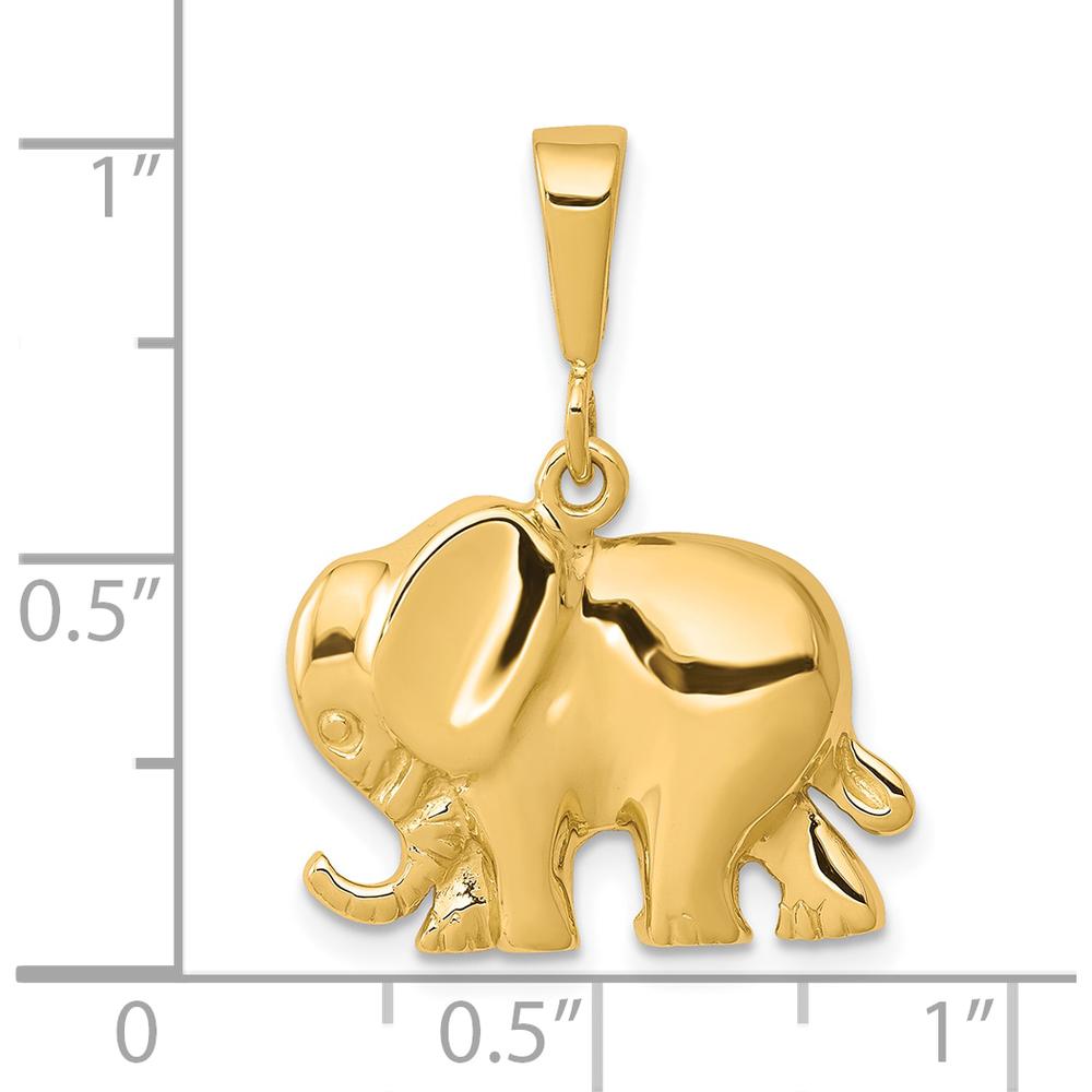 10K Yellow Gold Elephant Charm Pendant with Polished Finish - 25mm Length