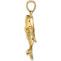10K Yellow Gold Elephant Head Pendant with Twisted Trunk Charm - 32.77mm Total Length
