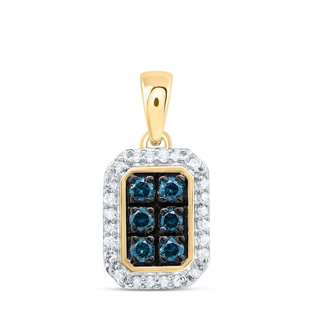 10K Yellow Gold Emerald Diamond Pendant - 1/4 Carat Total Gemstone Weight