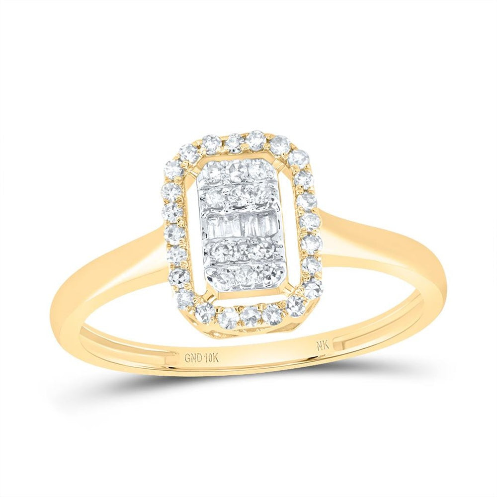10K Yellow Gold Emerald Diamond Ring - 1/5 Carat Total Gemstone Weight