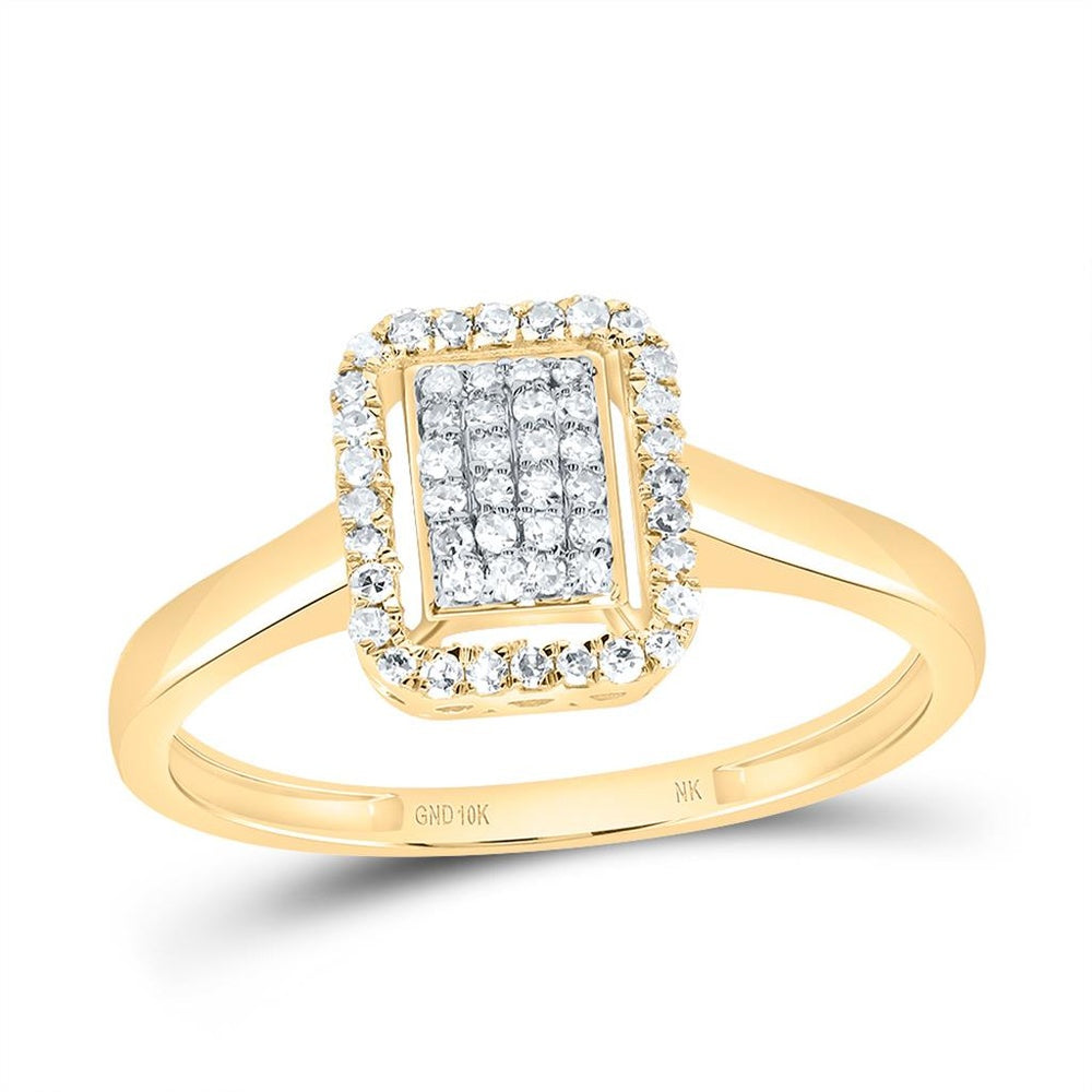 10K Yellow Gold Emerald Diamond Ring - 1/5 Carat Total Gemstone Weight