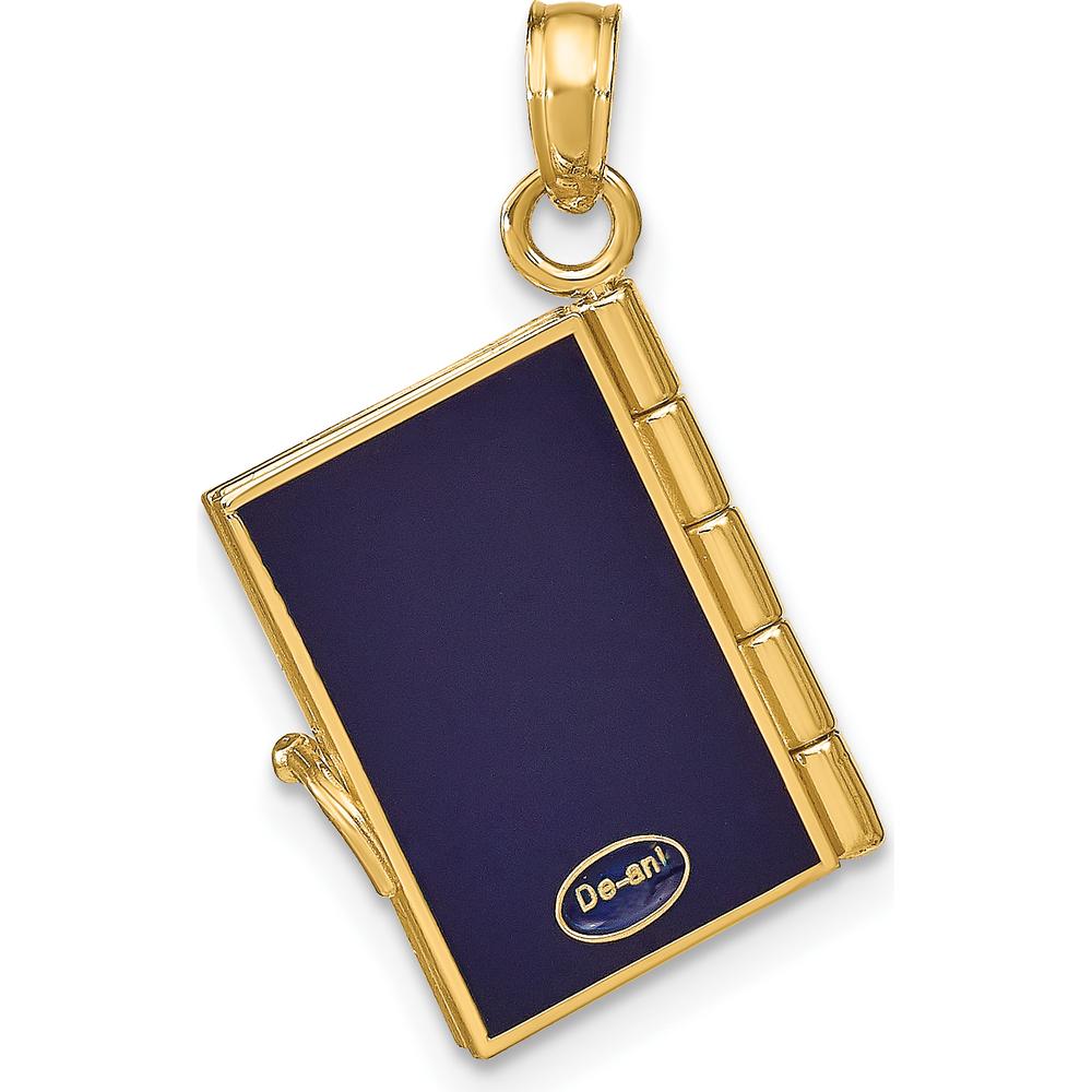 10K Yellow Gold Enamel 3D Passport Pendant