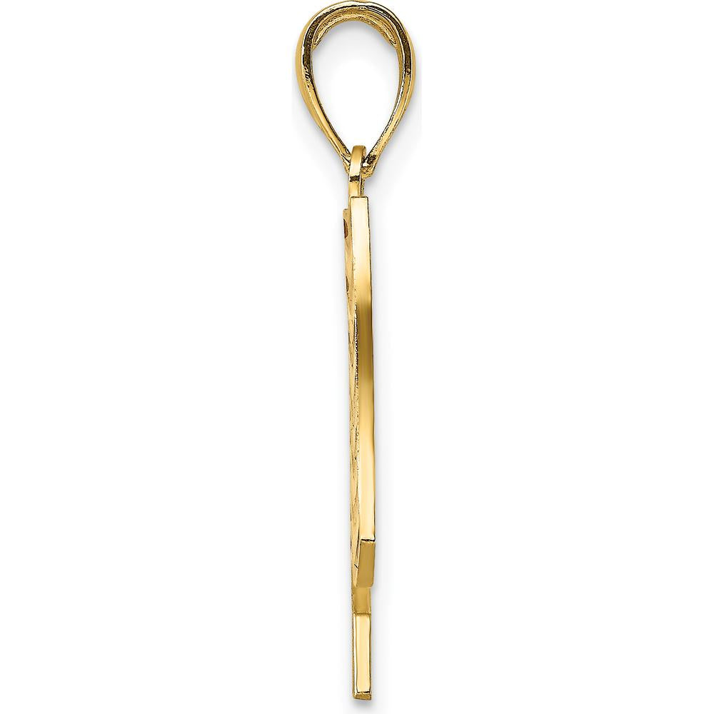10K Yellow Gold Enamel American Flag Charm Pendant - Polished Finish