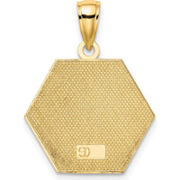 10K Yellow Gold Enameled Medical Disc Pendant with Caduceus - Polished Finish