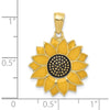 10K Yellow Gold Enameled Sunflower Pendant with Polished Finish - 24mm x 17.5mm