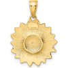 10K Yellow Gold Enameled Sunflower Pendant with Polished Finish - 24mm x 17.5mm