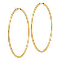 10K Yellow Gold Endless Hoop Earrings - Polished Finish 69.5mm Diameter
