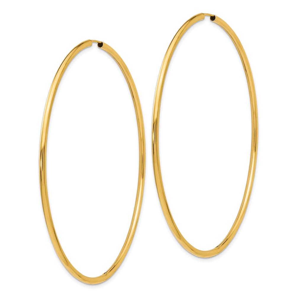 10K Yellow Gold Endless Hoop Earrings - Polished Finish 69.5mm Diameter