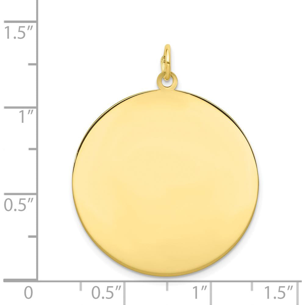 10K Yellow Gold Engravable Circular Disc Charm - 28.5mm Diameter
