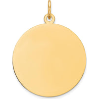 10K Yellow Gold Engravable Circular Disc Charm - Polished Finish, 21.25mm