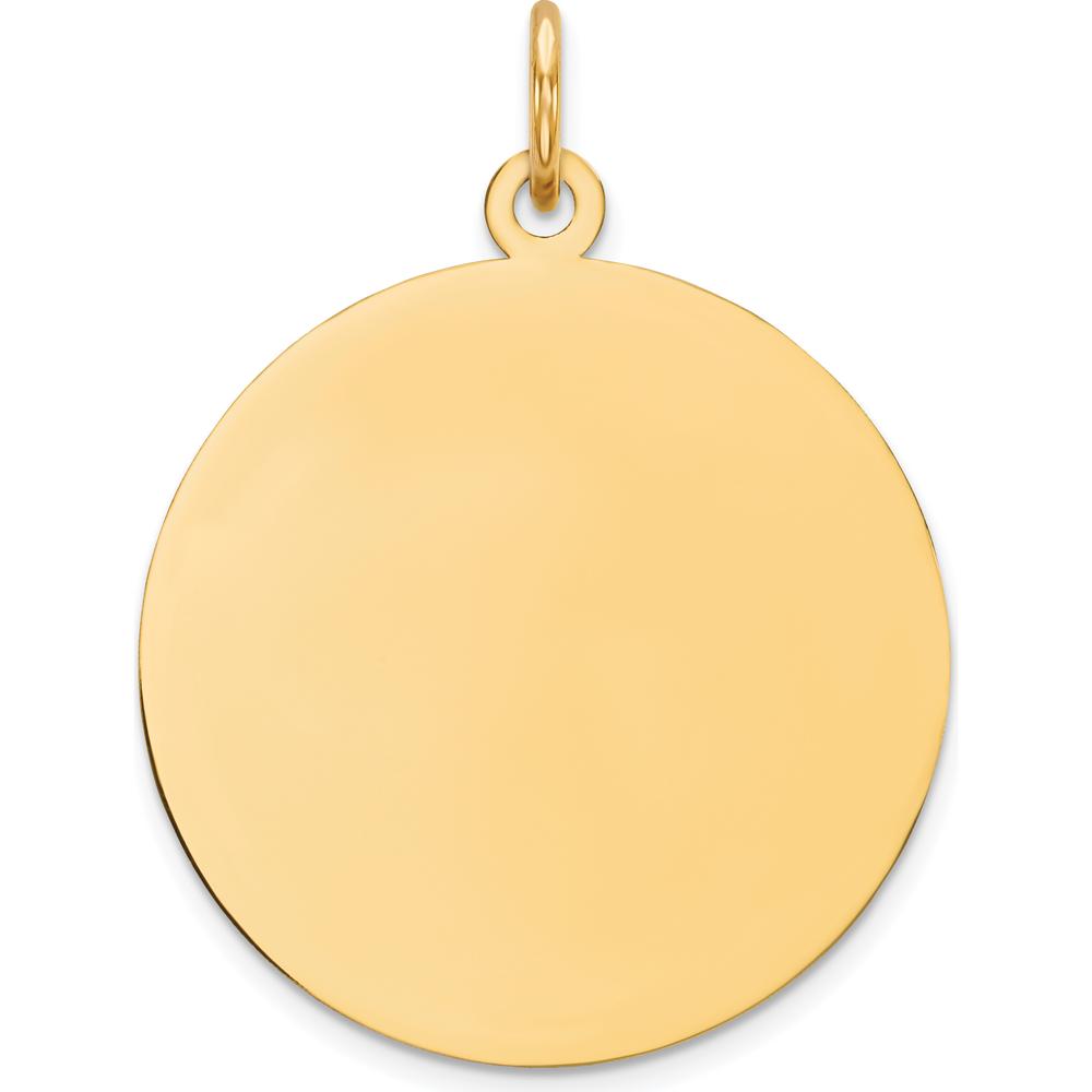 10K Yellow Gold Engravable Circular Disc Charm - Polished Finish, 21.25mm