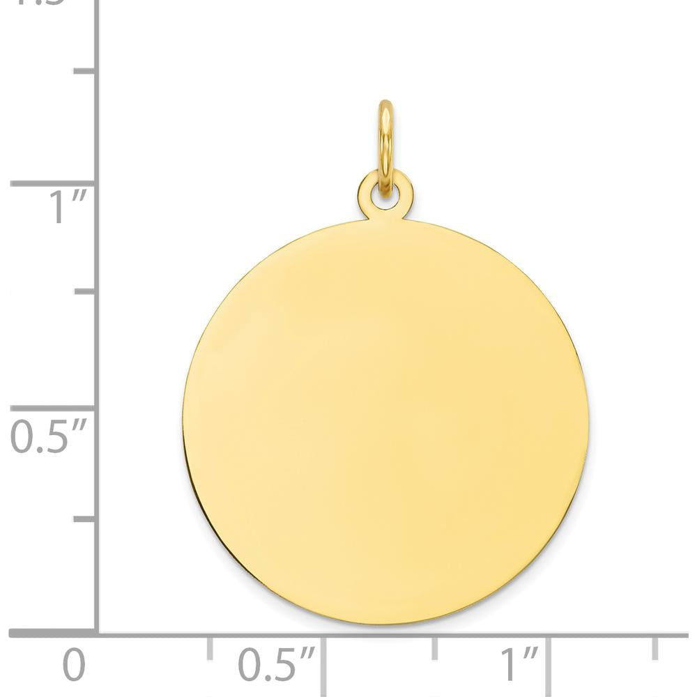 10K Yellow Gold Engravable Circular Disc Charm - Polished Finish, 21.25mm