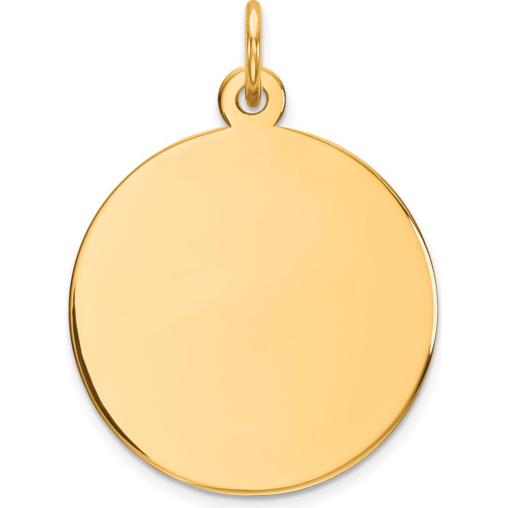 10K Yellow Gold Engravable Disc Charm - Polished Finish, 19mm Diameter