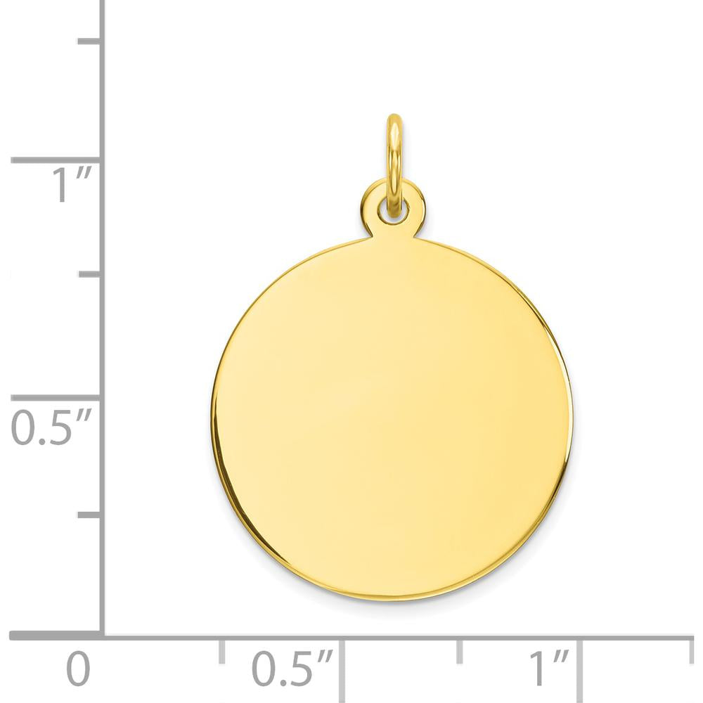 10K Yellow Gold Engravable Disc Charm - Polished Finish, 19mm Diameter