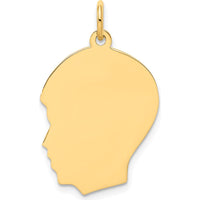 10K Yellow Gold Engravable Left-Facing Boy Head Charm - Personalized Pendant