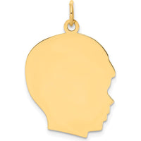 10K Yellow Gold Engravable Right-Facing Boy Head Charm - 30mm Length