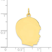 10K Yellow Gold Engravable Right-Facing Boy Head Charm - 30mm Length