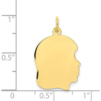 10K Yellow Gold Engravable Right-Facing Girl Head Charm - 27mm