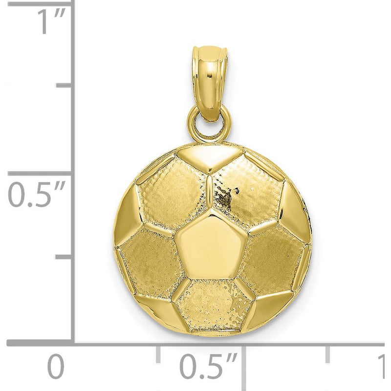 10K Yellow Gold Engraveable Soccer Ball Charm - 13mm Width