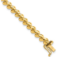 10K Yellow Gold Faceted San Marco Bracelet with Box Clasp - 7" Length