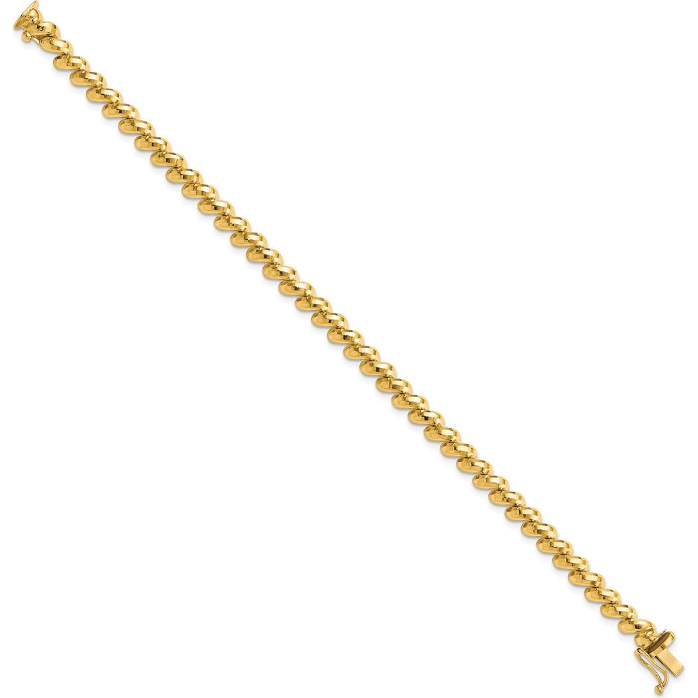 10K Yellow Gold Faceted San Marco Bracelet with Box Clasp - 7" Length