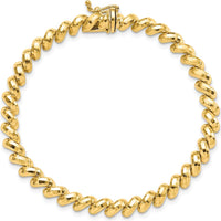 10K Yellow Gold Faceted San Marco Bracelet with Box Clasp - 7" Length