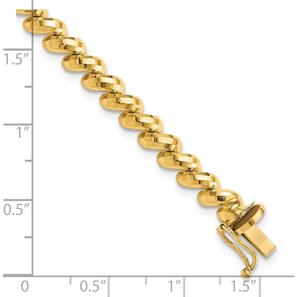10K Yellow Gold Faceted San Marco Bracelet with Box Clasp - 7" Length
