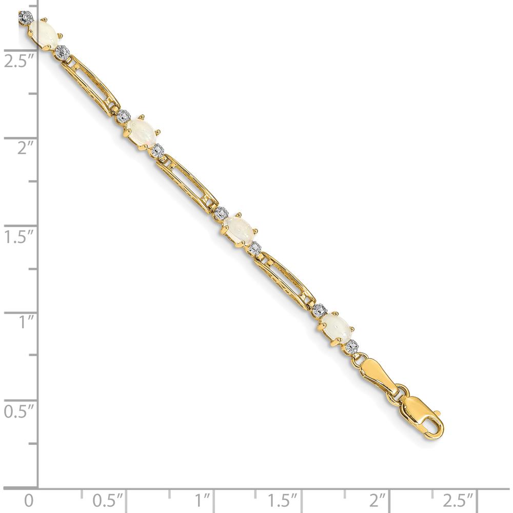 10K Yellow Gold Fancy Diamond and Oval Opal Bracelet - 0.25 Carats Total Opal Weight by Oro Pregiato