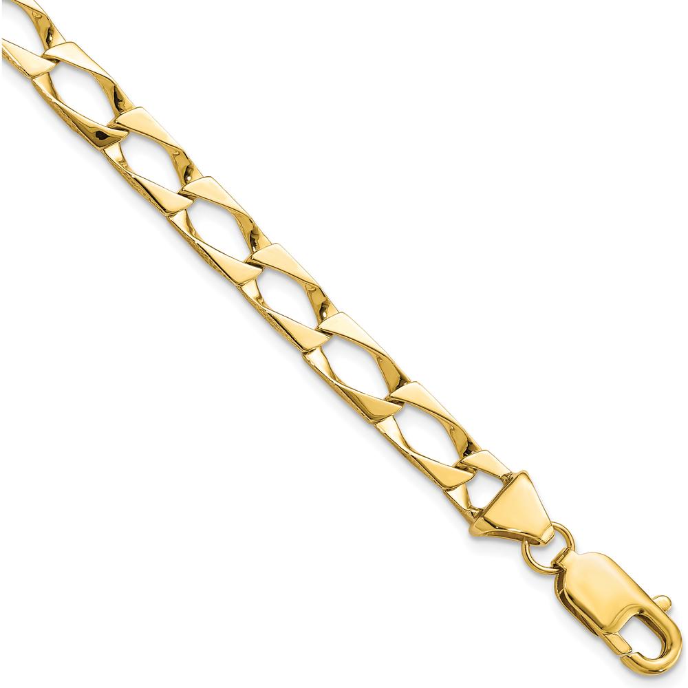 10K Yellow Gold Fancy Link Bracelet - 8" Length, Polished Finish, Lobster Clasp