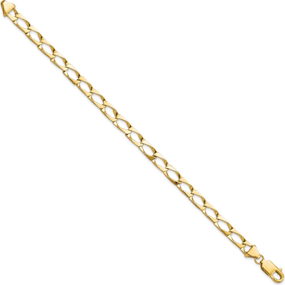 10K Yellow Gold Fancy Link Bracelet - 8" Length, Polished Finish, Lobster Clasp