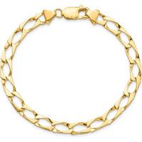 10K Yellow Gold Fancy Link Bracelet - 8" Length, Polished Finish, Lobster Clasp