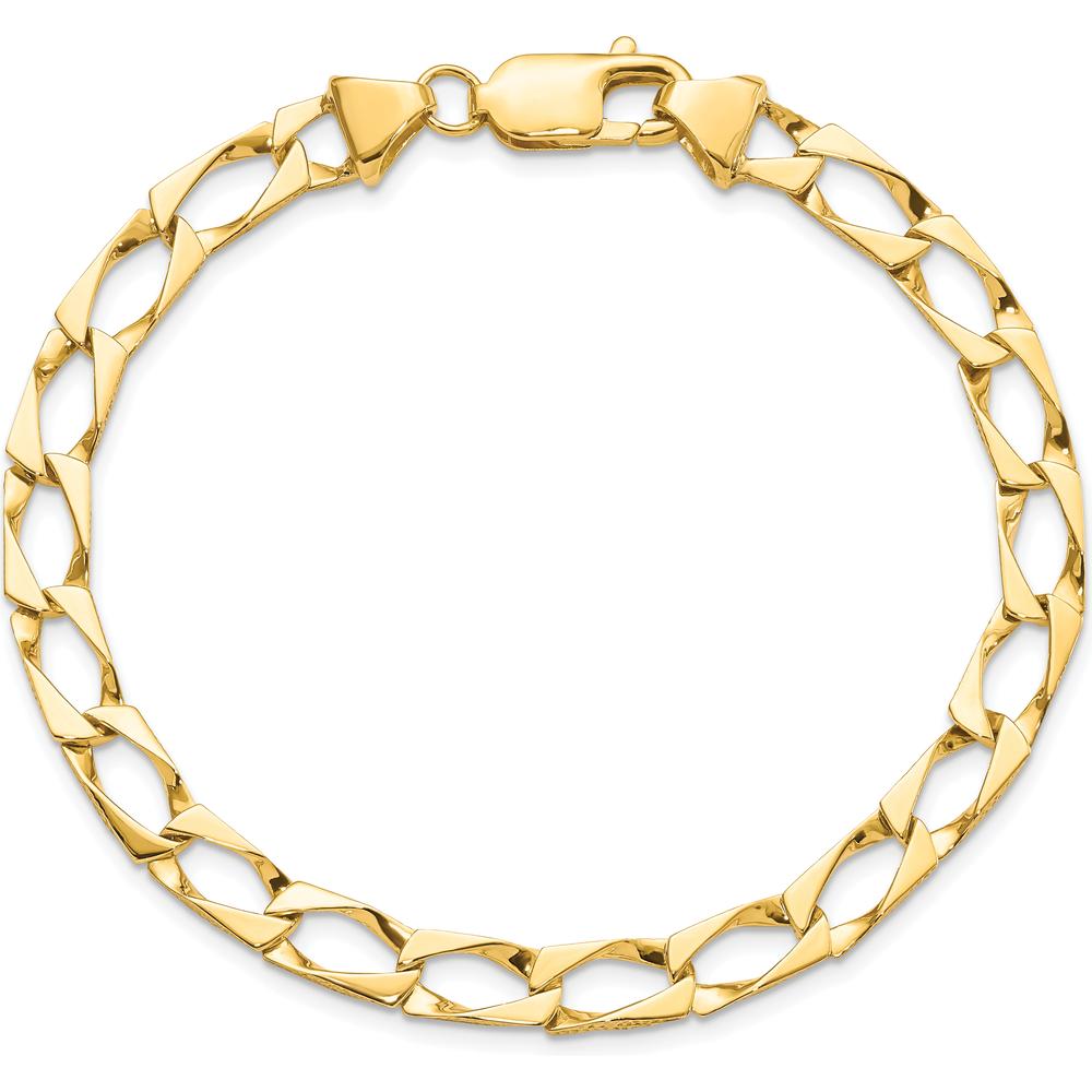 10K Yellow Gold Fancy Link Bracelet - 8" Length, Polished Finish, Lobster Clasp