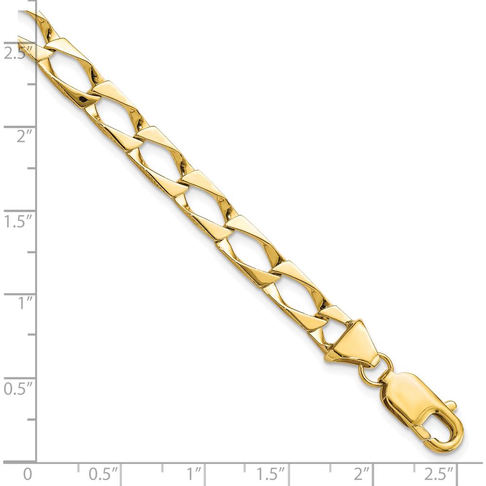 10K Yellow Gold Fancy Link Bracelet - 8" Length, Polished Finish, Lobster Clasp