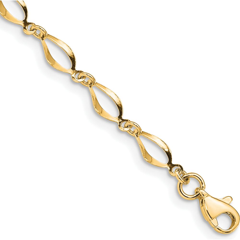 10K Yellow Gold Fancy Link Bracelet with Polished Finish - 7.25"