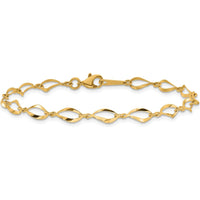 10K Yellow Gold Fancy Link Bracelet with Polished Finish - 7.25"