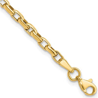 10K Yellow Gold Fancy Link Cable Chain Bracelet - 7.25"