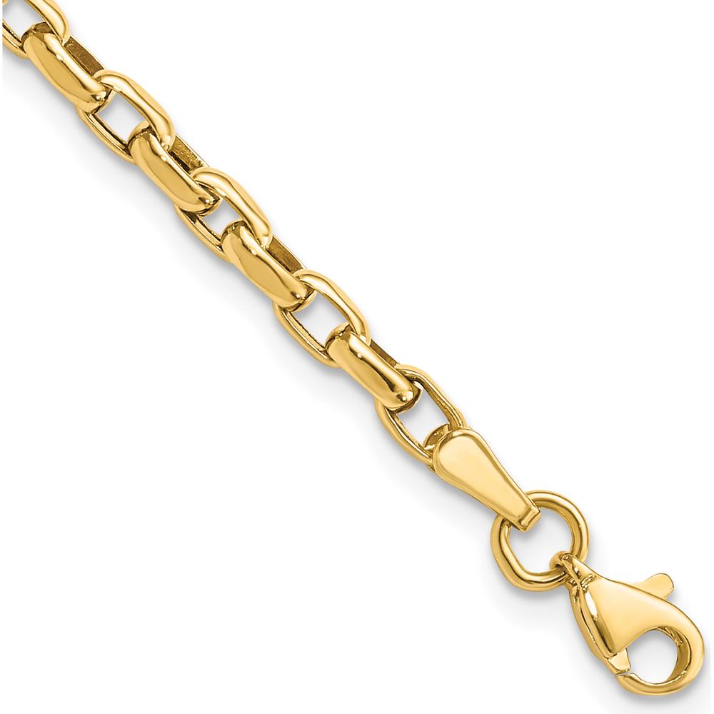 10K Yellow Gold Fancy Link Cable Chain Bracelet - 7.25"