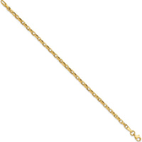 10K Yellow Gold Fancy Link Cable Chain Bracelet - 7.25"