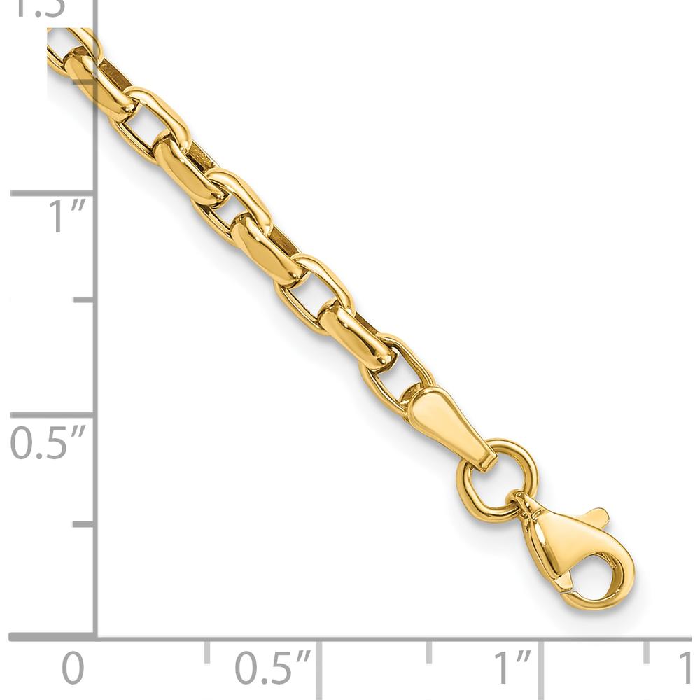 10K Yellow Gold Fancy Link Cable Chain Bracelet - 7.25"