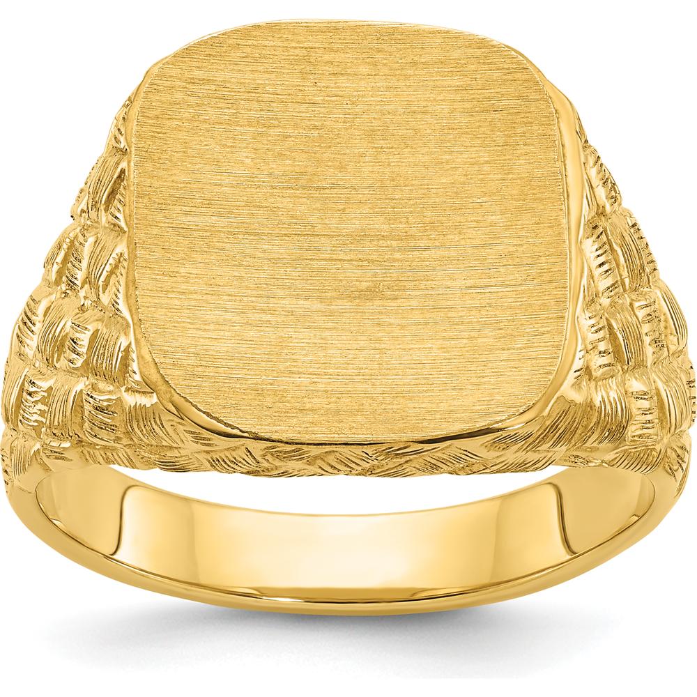10K Yellow Gold Fancy Men's Ring with Polished Finish by IBGoodman