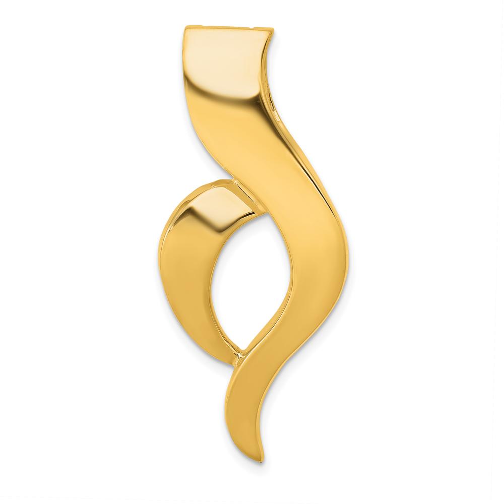 10K Yellow Gold Fancy Omega Slide Necklace - Modern Free Form Design