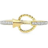 10K Yellow Gold Fashion Ring with Twisted Rope Open Circle and Paper Plane Motif with Prong-Set Round Diamonds - 0.09 Carat Total Diamond Weight by Auriventus