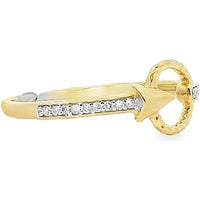 10K Yellow Gold Fashion Ring with Twisted Rope Open Circle and Paper Plane Motif with Prong-Set Round Diamonds - 0.09 Carat Total Diamond Weight by Auriventus